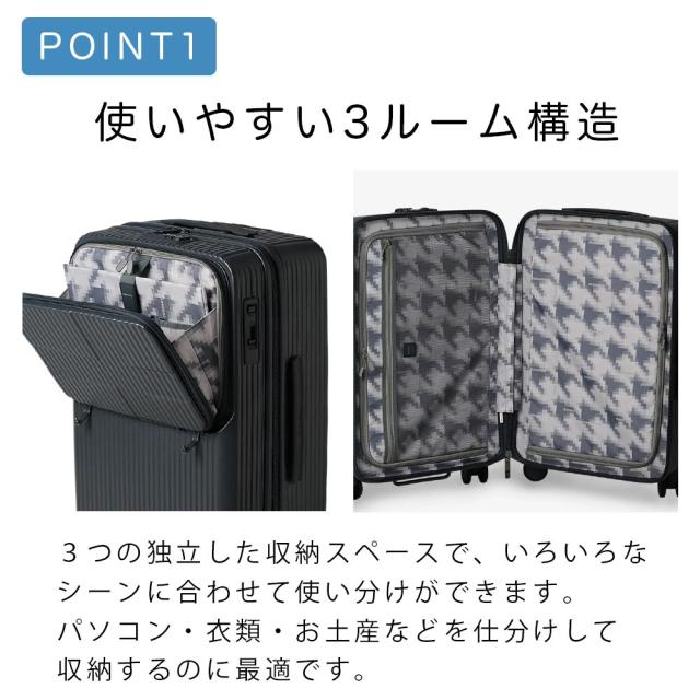 正規品 イノベーター スーツケース innovator 62L Mサイズ フロントオープン 4泊 5泊 6泊 軽量 キャリーケース キャリーバッグ ストッパー付き おしゃれ 軽い 大容量 修学旅行 旅行 出張 INV60_2