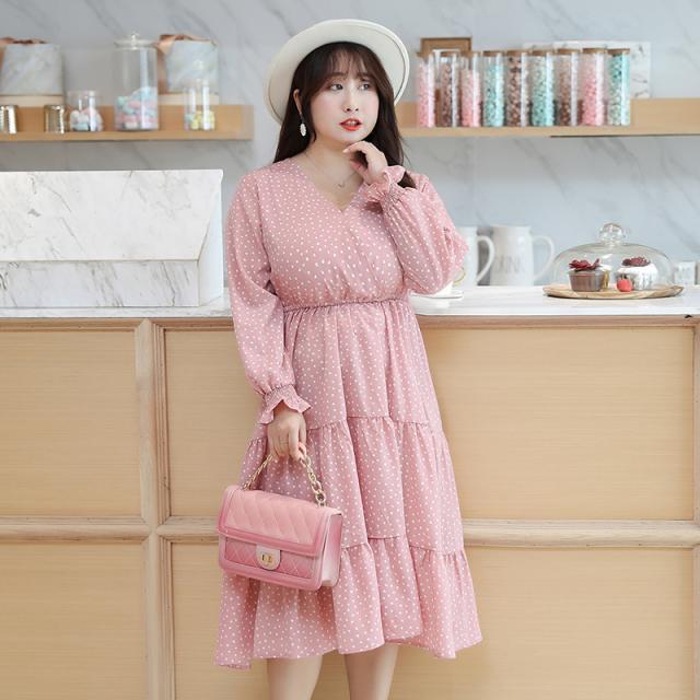 激安 春秋 韓国ファッション 大きいサイズ レディース ワンピース お呼ばれ シフォン長袖 ロング 着痩せ 通勤 体型カバー バスト100 132cの通販はau Pay マーケット ユニイ