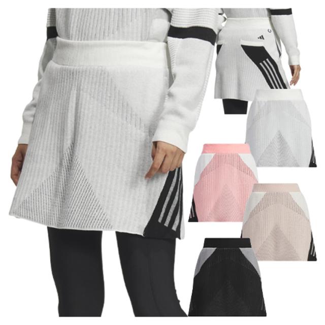 アディダス ゴルフ ニットスカート レディース スカート ミニ スリムフィット ストレッチ インナーパンツ付き ゴルフウェア ブランド 総柄 JSB88 adidas golf