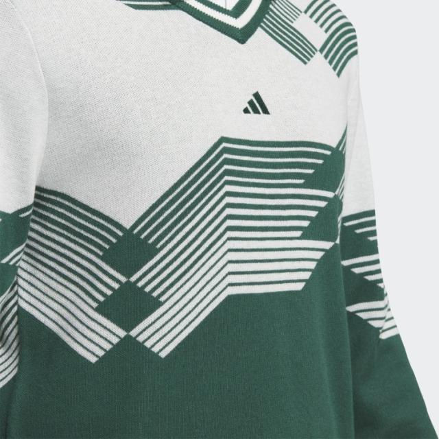アディダス ゴルフ セーター メンズ 長袖 ニット Vネック グラフィック