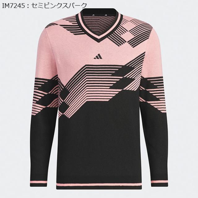アディダス　adidas　ゴルフセーター　Vネック　刺繍　大きいサイズ　長袖 アディダス ゴルフ セーター メンズ 長袖 ニット Vネック