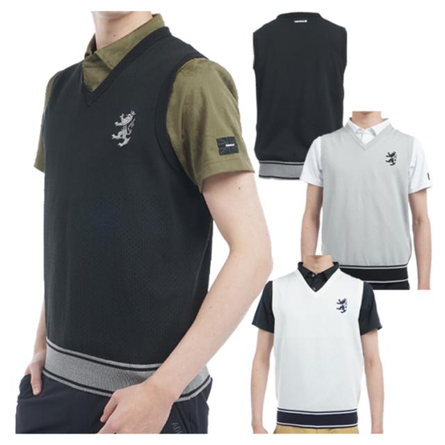 アドミラルゴルフ ベスト メンズ Vネック ニット 静電気軽減 軽量 ゴルフウェア ブランド ケーブル 春 夏 秋 ADMA512 Admiral golf