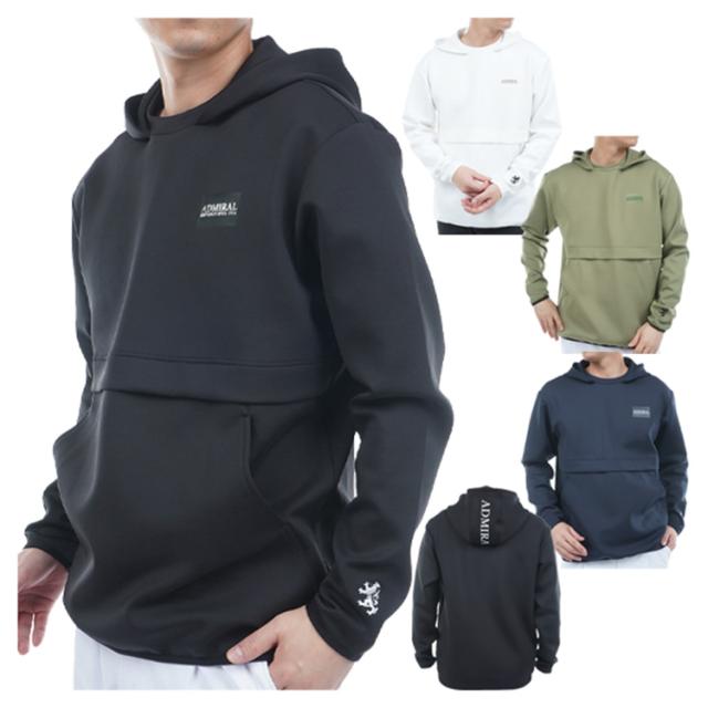 アドミラルゴルフ パーカー メンズ 長袖 ダンボール フーディー 吸水速乾 ストレッチ 軽量 ゴルフウェア ブランド 無地 秋 冬 ADMA550 Admiral golf