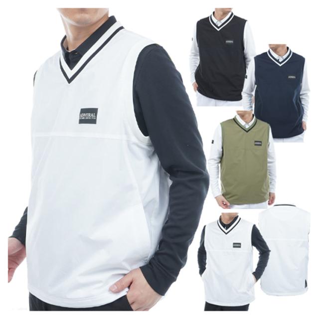 アドミラルゴルフ ベスト メンズ Vネック ウィンドベスト 撥水 ストレッチ ゴルフウェア ブランド ケーブル 春 秋 冬 ADMA551 Admiral golf
