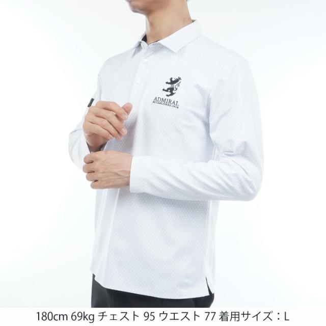 アドミラルゴルフ シャツ ポロシャツ メンズ 長袖 ストレッチ フリース 裏起毛 ゴルフウェア ブランド ロゴ 小紋柄 春 秋 冬 ADMA574 Admiral golf_5