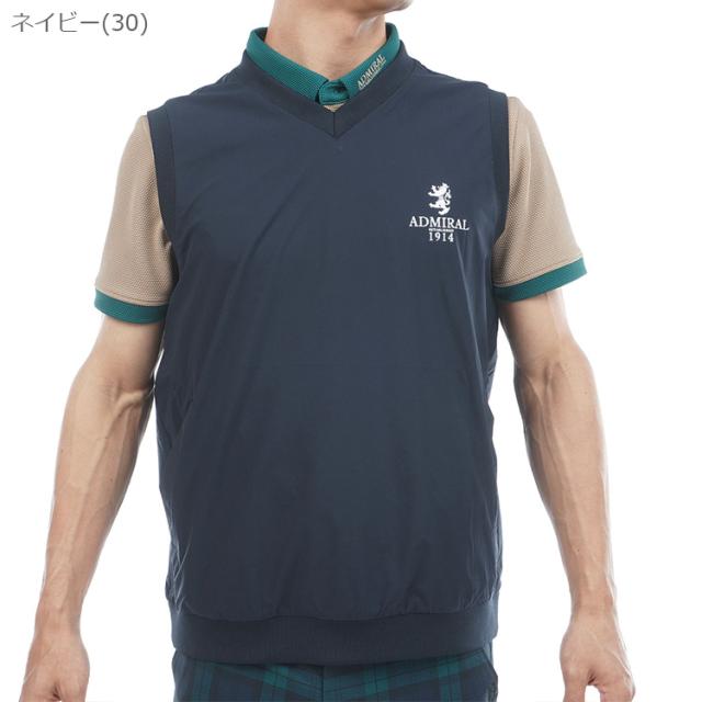 アドミラルゴルフ ベスト メンズ Vネック ウィンドベスト 撥水 防風 ストレッチ ゴルフウェア ロゴ チェック柄 ブランド ADMA603 Admiral golf_3