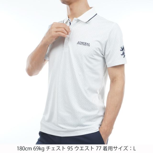 アドミラルゴルフ シャツ ポロシャツ メンズ 半袖 ストレッチ 吸水速乾 UVカット ゴルフウェア ブランド ロゴ 小紋柄 春 夏 秋 ADMA616 Admiral golf_6