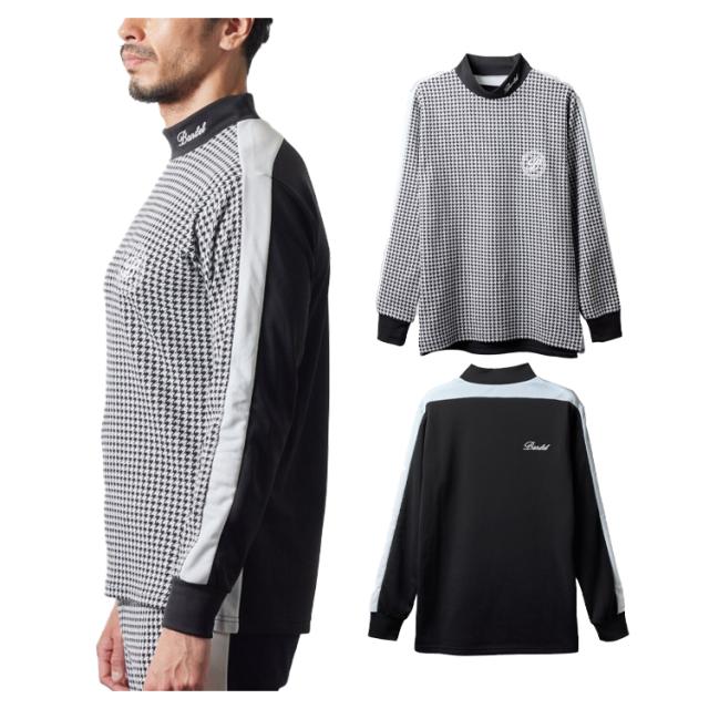 バンデル ゴルフ モックシャツ メンズ 長袖 シャツ ハイネック モックネック ストレッチ 保温 熱変換 速乾 千鳥格子柄 ゴルフウェア ブランド ロゴ BANDEL GOLF BGS-4AHBMC