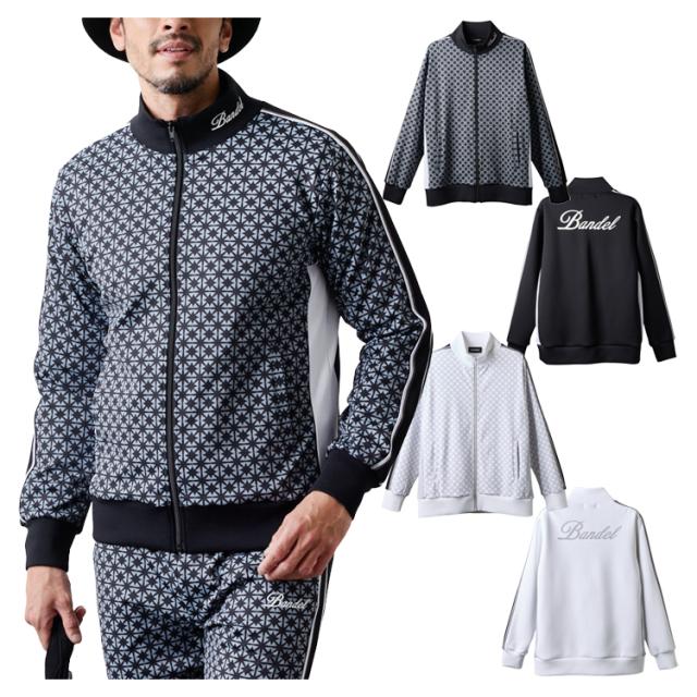 バンデル ゴルフ ブルゾン メンズ 長袖 フルジップ ストレッチ 保温 裏起毛 総柄 バックロゴ ライン ジャケット ゴルフウェア ブランド ロゴ BANDEL GOLF BGS-5AASLB