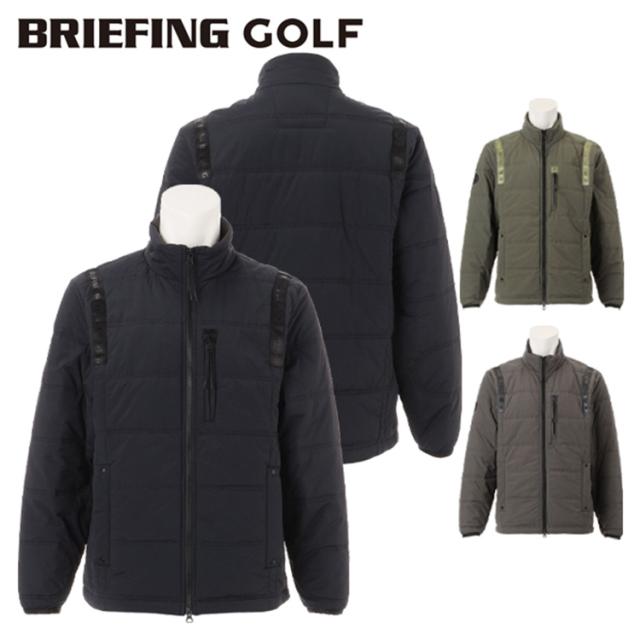ブリーフィング ゴルフ ブルゾン メンズ 長袖 フルジップ 中綿 保温 ストレッチ 20デニール ウォームアシストAG 撥水 透湿 防風 軽量 スタンドネック 秋冬 ゴルフウェア ブランド 無地 ロゴ BRIEFING BRG253M87
