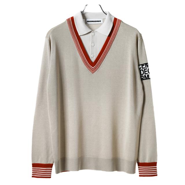 DECEMBER MAY Vネックセーター S-Mサイズ ホワイト DECEMBER MAY V