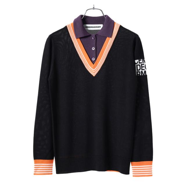 ディセンバーメイ ゴルフ ニットポロ レディース レイヤード 長袖 セーター ニット ポロシャツ 保湿 吸湿 速乾 ゴルフウェア ブランド 2-312-1005 DECEMBERMAY