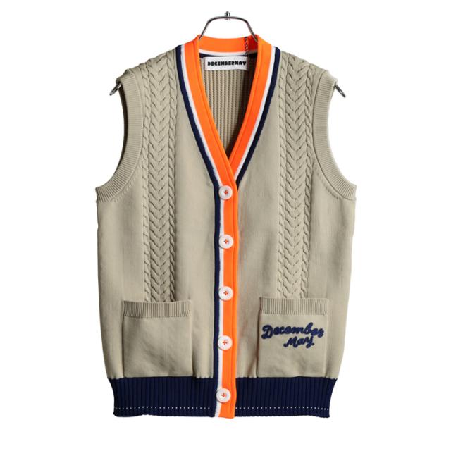 ディセンバーメイ ゴルフ ベスト レディース  Vネック ニットベスト ニット  前開き 速乾 吸湿発熱 軽量 秋 冬 ブランド 2-312-1006 DECEMBERMAY