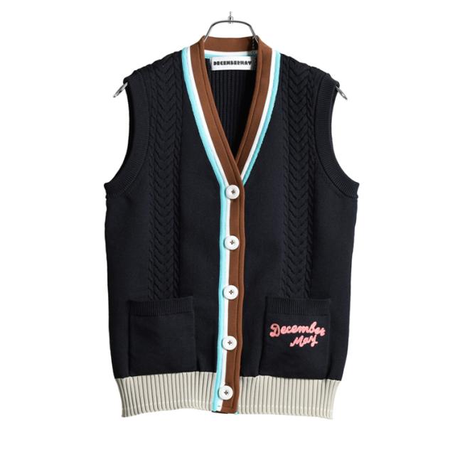 ディセンバーメイ ゴルフ ベスト レディース  Vネック ニットベスト ニット  前開き 速乾 吸湿発熱 軽量 秋 冬 ブランド 2-312-1006 DECEMBERMAY