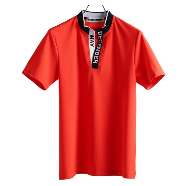 ディセンバーメイ ゴルフ ポロシャツ メンズ 半袖 スキッパーポロ 襟なし 吸水速乾 ストレッチ UVカット シャツ 無地 鹿の子 ゴルフウェア ブランド DECEMBERMAY 1-405-0144