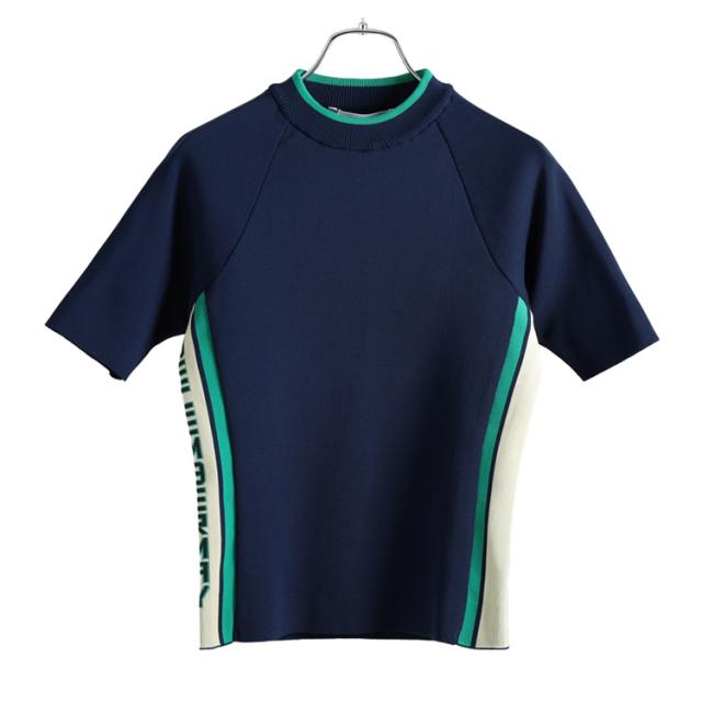 ディセンバーメイ ゴルフ サマーニット レディース 半袖 クルーネック ニット 吸水速乾 ストレッチ 軽量 薄手 サイドライン 無地 ゴルフウェア ブランド DECEMBERMAY 2-405-1026