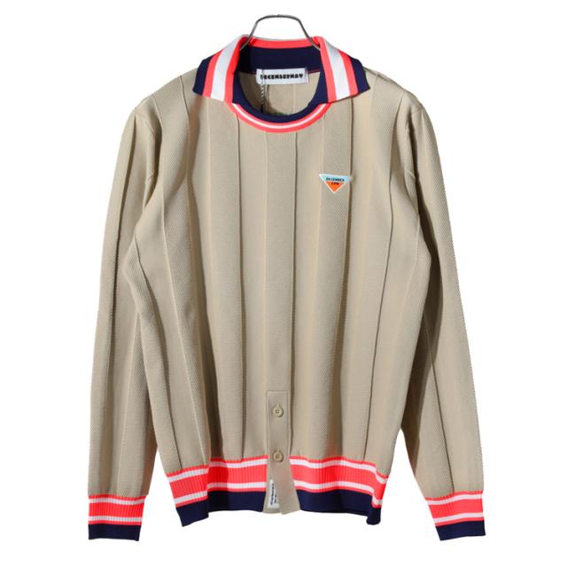 ディセンバーメイ ゴルフ ニット メンズ 長袖 セーター 保温 温かい 軽量 ストレッチ フェイクレイヤード ストライプ 秋冬 ゴルフウェア ブランド ロゴ DECEMBERMAY 1-512-1009