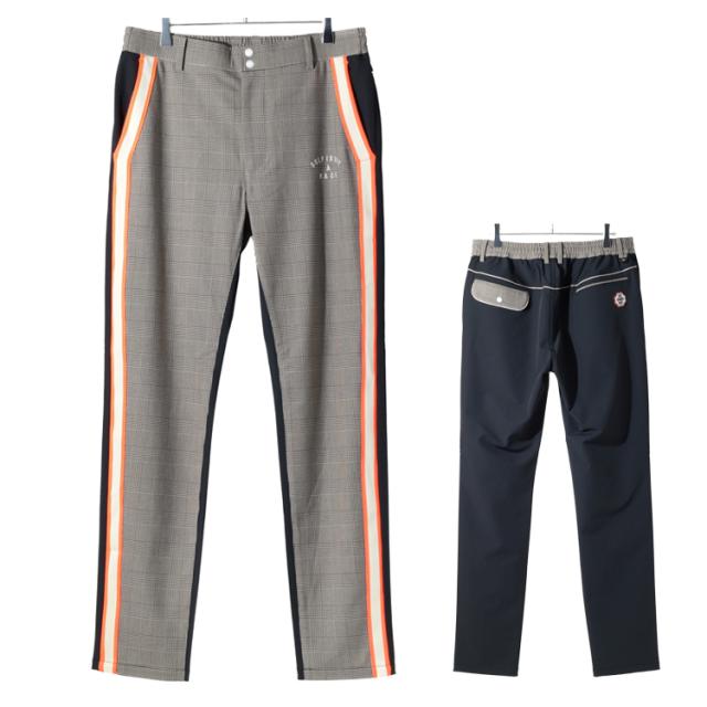 ディセンバーメイ ゴルフ パンツ メンズ テーパードパンツ ストレッチ 裏起毛 吸湿発熱 保温 撥水 防風 暖かい 蒸れにくい バイカラー 10分丈 長ズボン ボトムス グレンチェック サイドライン ゴルフウェア ブランド 1-512-2055 DECEMBERMAY