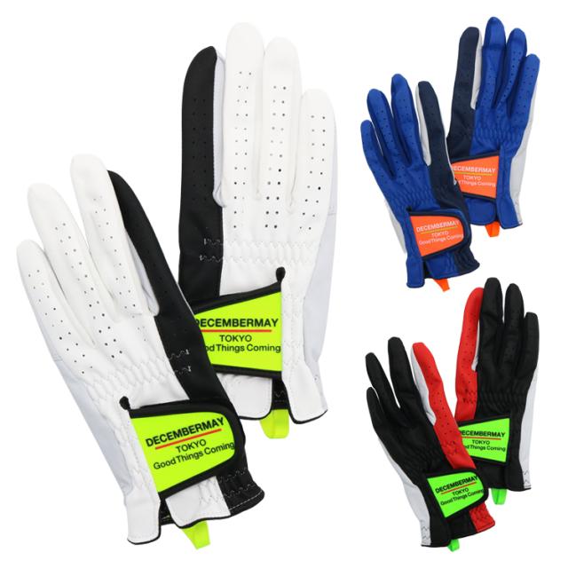 ディセンバーメイ ゴルフ グローブ レディース 両手用 本革 レザー グローブ 88project コラボ バイカラー ゴルフグローブ ゴルフウェア ブランド ロゴ DECEMBERMAY 3-999-6001
