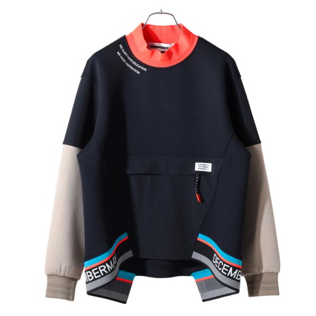 ディセンバーメイ ゴルフ モックネック スウェット メンズ レディース 長袖 ハイネック トレーナー ダンボールニット ストレッチ 軽量 防寒 UVカット 秋冬 ゴルフウェア ブランド ロゴ DECEMBERMAY 4-512-1118