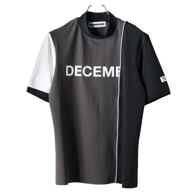 ディセンバーメイ ゴルフ モックシャツ メンズ 半袖 ハイネック モックネック ストレッチ 吸汗速乾 UVカット 接触冷感 軽量 無地 シンプル ビッグロゴ バイカラー ゴルフウェア ブランド ロゴ 1-505-0152 DECEMBERMAY