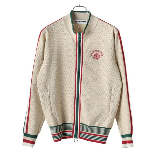 ディセンバーメイ ゴルフ ブルゾン メンズ 長袖 ニットブルゾン トップス フルジップ ライン サイドライン 袖ライン 軽量 ダイア柄 ニット アウター ブランド DECEMBERMAY 1-505-1007