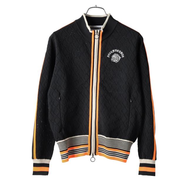 ディセンバーメイ ゴルフ ブルゾン レディース 長袖 ニットブルゾン トップス フルジップ ライン サイドライン 袖ライン 軽量 ダイア柄 ニット アウター ブランド DECEMBERMAY 2-505-1007