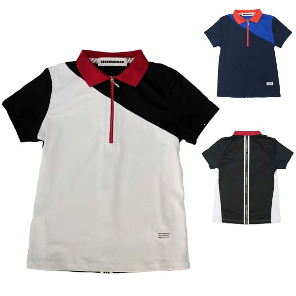 ディセンバーメイ ゴルフ シャツ レディース ポロシャツ 吸湿速乾 UVカット ハーフジップ ポロ ウェア 無地 白 紺 2-105-0118 DECEMBERMAY TOKYO