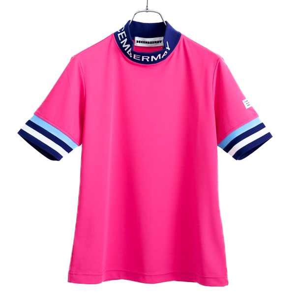 ディセンバーメイ ゴルフ モックシャツ レディース 半袖 接触冷感 吸汗速乾 シャツ ハイネック 無地 春 夏 秋 ピンク ゴルフウェア ブランド 2-105-0116 DECEMBERMAY