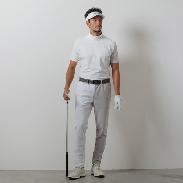 【新品未使用】BANDEL 吸水速乾 ゴルフロングパンツ ホワイト S-M BANDEL（バンデル） SIDE PUFFER TRACKPANTS ナイロン 保温性 ゴルフ