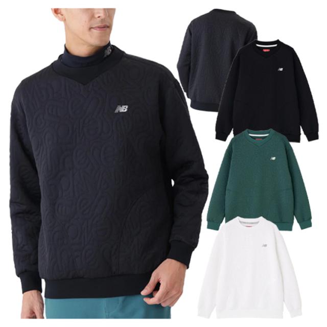 ニューバランス ゴルフ トレーナー メンズ 長袖 クルーネック プルオーバー キルト ストレッチ ゴルフウェア 総柄 ブランド 0125262003 New Balance golf