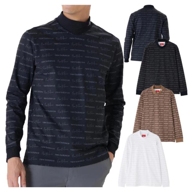 ニューバランス ゴルフ モックシャツ メンズ 長袖 シャツ モックネック 吸汗速乾性 UVカット ストレッチ ゴルフウェア 総柄 ブランド 0125267004 New Balance golf