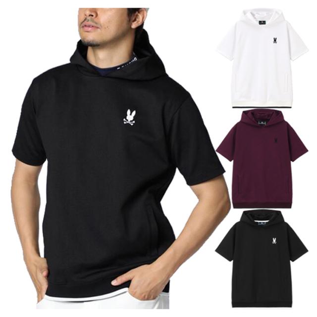 サイコバニー ゴルフ フーディー メンズ 半袖 シャツ Tシャツ フード ゆったり ゴルフウェア 総柄 春 夏 秋 ブランド GF636 PSYCHO BUNNY