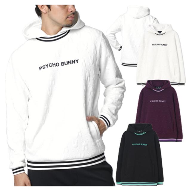 サイコバニー ゴルフ パーカー メンズ 長袖 フーディー スウェット ゴルフウェア ロゴ ジャガード 春 秋 冬 総柄 ブランド GF644 PSYCHO BUNNY