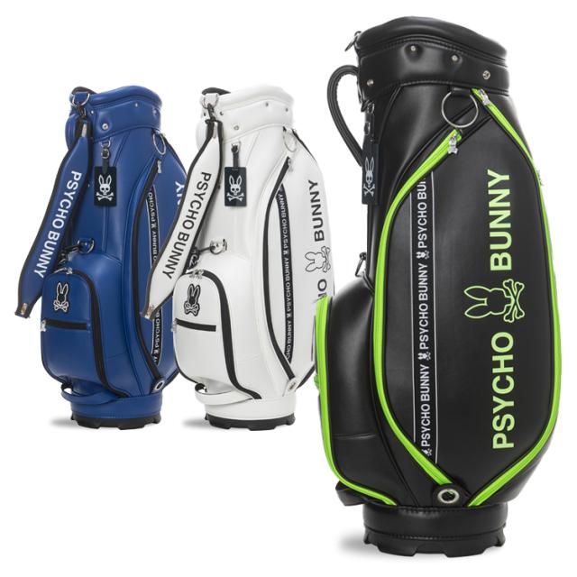 サイコバニー ゴルフ キャディバッグ メンズ 9.0型 5分割 約3.7kg カートバッグ ゴルフバッグ 無地 シンプル ライン レア ブランド PBMG5SC3 Psycho Bunny GOLF