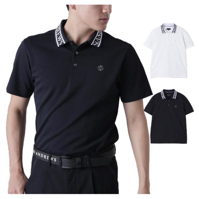 セントアンドリュース ゴルフ ポロシャツ メンズ 半袖 シャツ ストレッチ UVカット クーリング ゴルフウェア 無地 ロゴ 春 夏 秋 ブランド 0425260701 St ANDREWS