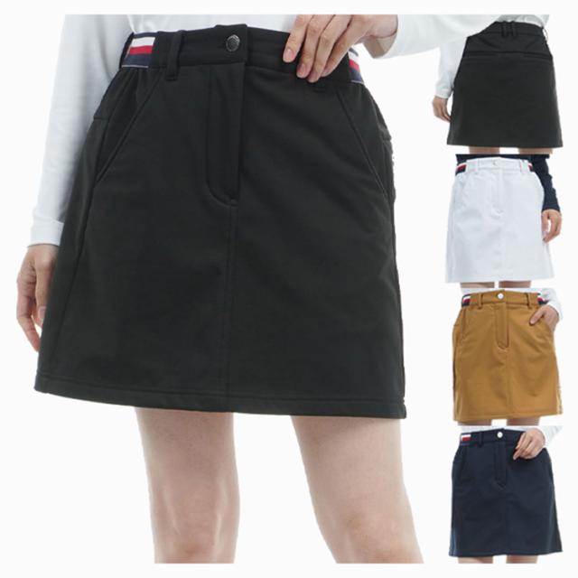 トミーヒルフィガー ゴルフ スカート レディース ミニスカート 撥水 ストレッチ 防風 遠赤外線保温 サイドゴム ゴルフウェア ブランド 無地 秋 冬 THLA475