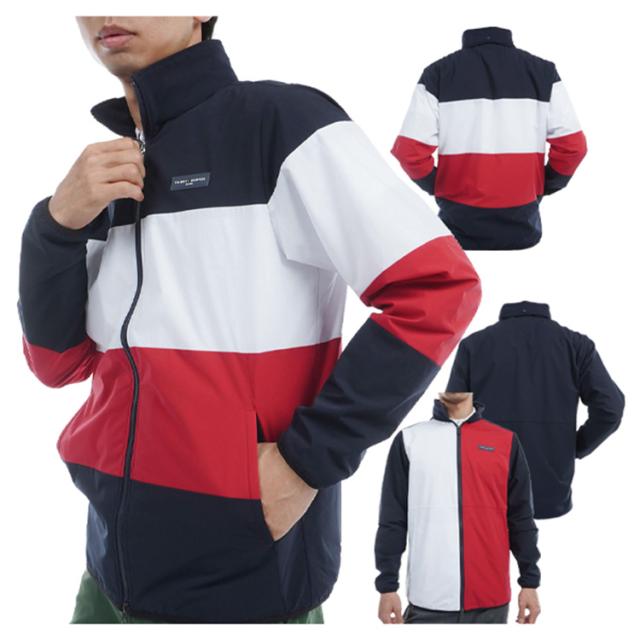 トミーヒルフィガー ゴルフ ジャケット メンズ フルジップ ウインドジャケット 長袖 撥水 ストレッチ 防風 ゴルフウェア ブランド 無地 春 秋 冬 THMA450