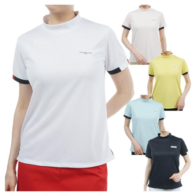 トミーヒルフィガー ゴルフ モックシャツ レディース 半袖 シャツ モックネック 吸水速乾 ゴルフウェア ブランド 無地 春 夏 THLA428