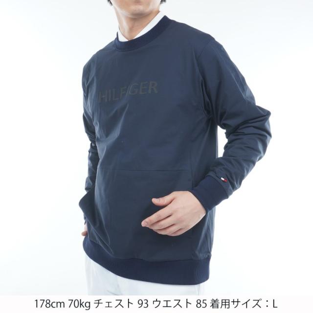 トミーヒルフィガー ゴルフ スウェット メンズ 長袖 クル—ネック トレーナー 吸水速乾 UVカット 防風 ゴルフウェア ブランド 無地 ロゴ 秋 冬 THMA554_15