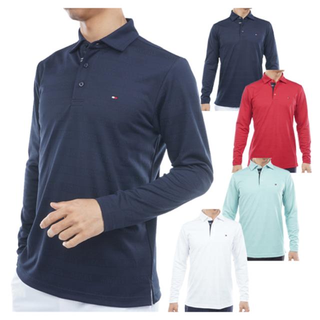 トミーヒルフィガー ゴルフ ポロシャツ メンズ 長袖 シャツ 吸水速乾 UVカット 抗菌防臭 ゴルフウェア ブランド 無地 ロゴ 春 秋 冬 THMA568