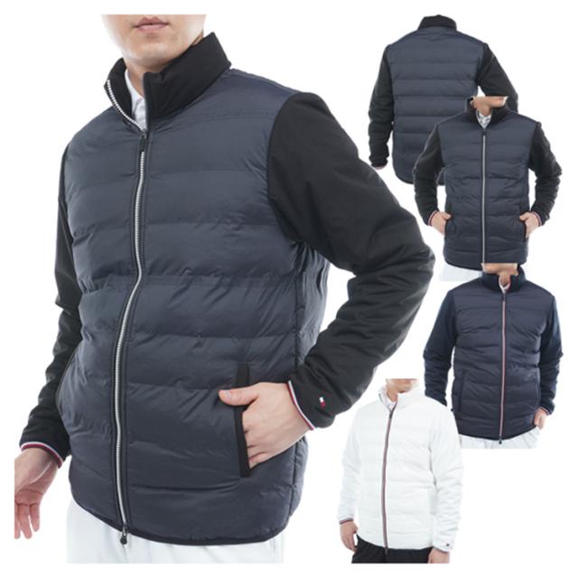 トミーヒルフィガー ゴルフ ブルゾン メンズ 長袖 ジャケット 中綿ジャケット キルト フルジップ 防風 ストレッチ ゴルフウェア ブランド 無地 春 秋 冬 THMA578