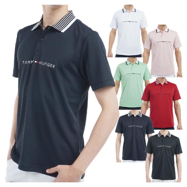 トミーヒルフィガー ゴルフ ポロシャツ メンズ 半袖 シャツ 吸水速乾 UVカット ゴルフウェア ブランド 無地 ロゴ 春 夏 秋 THMA513
