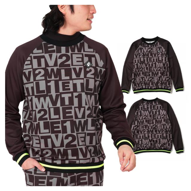 V12 ゴルフ スウェット メンズ 長袖 プルオーバー トレーナー クルーネック ゴルフウェア ストレッチ ブランド 総柄 ロゴ シンプル V122420-SW17