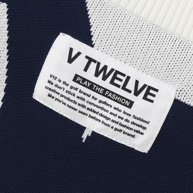 V12 ゴルフ ニット メンズ 長袖 プルオーバー セーター クルーネック
