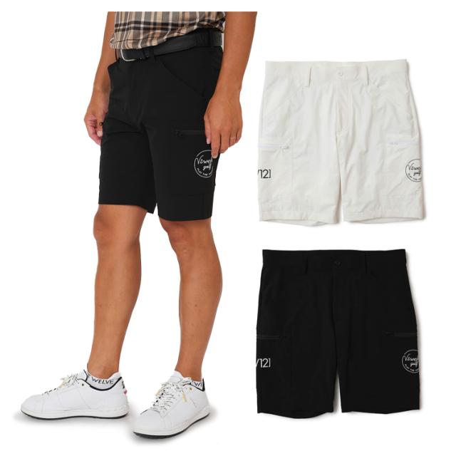 V12 ゴルフ ショートパンツ メンズ 軽量 ストレッチ 短パン ハーフパンツ 無地 ロゴ シンプル ゴルフウェア ブランド ロゴ V122510-HP06