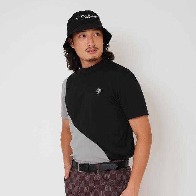 V12 ゴルフ モックシャツ メンズ 半袖 シャツ ハイネック モックネック