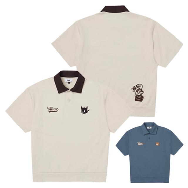 ワック ゴルフ ポロシャツ メンズ 半袖 シャツ ポロ UVカット ストレッチ ゴルフウェア 無地 春 夏 秋 ブランド 072254013 WAAC
