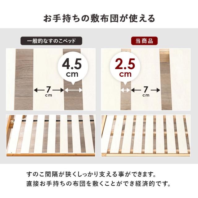 ベッド ベッドフレーム シングル 収納 すのこ 木製 コンセント すのこベッド 宮付き 布団 高さ調整 敷き布団 高さ調節 頑丈 ロング 長い おしゃれ 北欧 シンプル_8