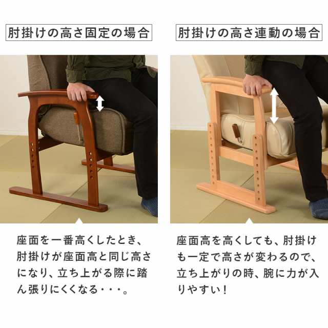 高座椅子 座椅子 リクライニング 腰痛 おしゃれ 高さ調整 調節